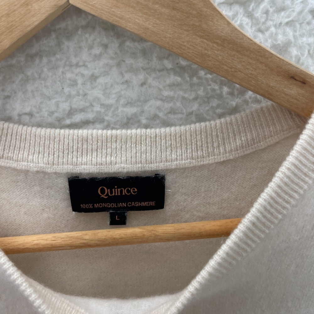 Quince Sweater Womens L Cream Mongolian Cashmere Soft Luxury Cozy Cabin - Picture 3 of 7
